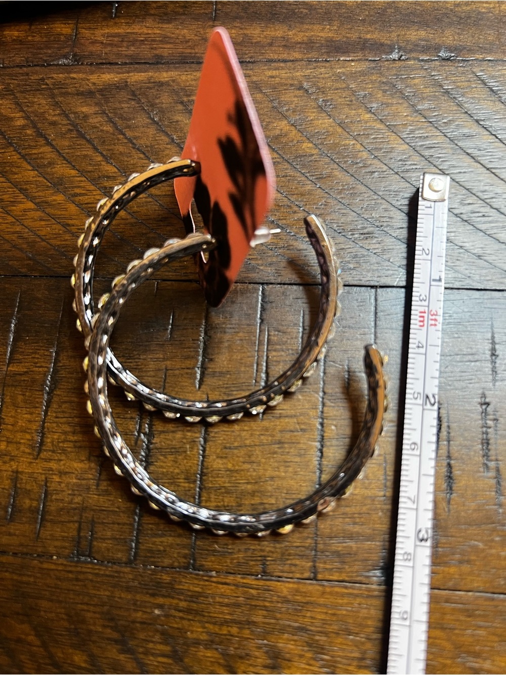 Gun Metal with Rhinestone Hoops